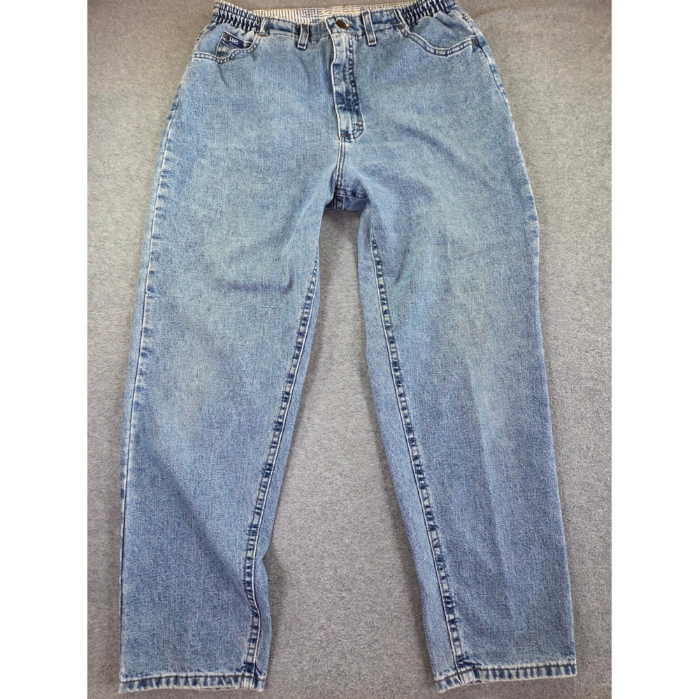 Vintage 90s Lee Riders Womens Size 14 Med Tapered Mom Jeans Elastic Waist USA